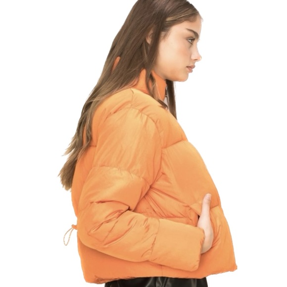 Orange Puffer Jacket with back drawstring and front zipper - Picture 2 of 4